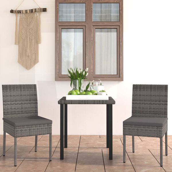 vidaXL Dining Set Grey Poly rattan Small Durable Garden Dining Set