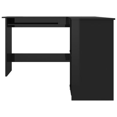 vidaXL L-Shaped Corner Desk High Gloss Black 47.2"x55.1"x29.5" Engineered Wood