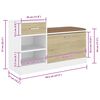 vidaXL Shoe Bench White and Sonoma Oak Engineered wood, MDF, faux leather