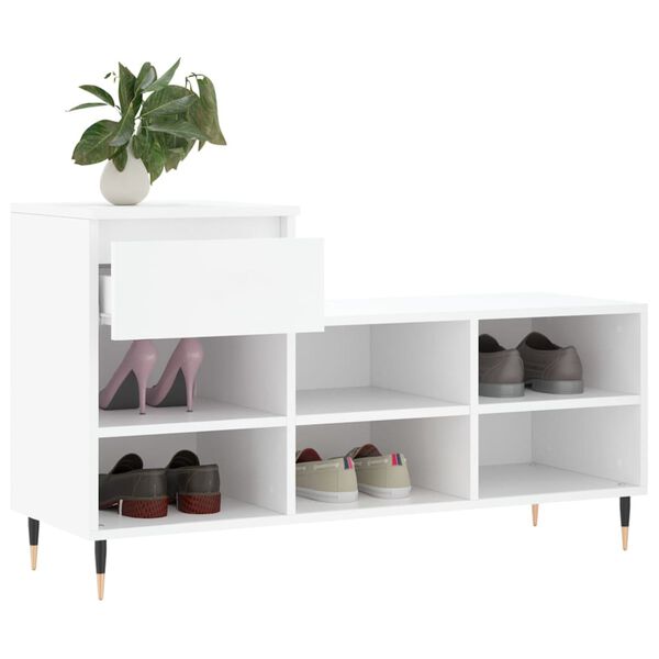 vidaXL Shoe Cabinet White 40.2x14.2x23.6" Engineered Wood