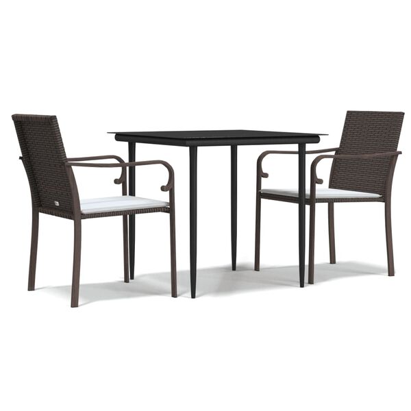 vidaXL Garden Dining Set Brown, Black, Cream White