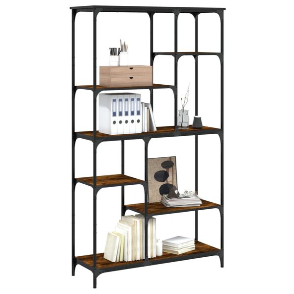 vidaXL Bookshelf Smoked Oak Engineered wood, Steel Medium