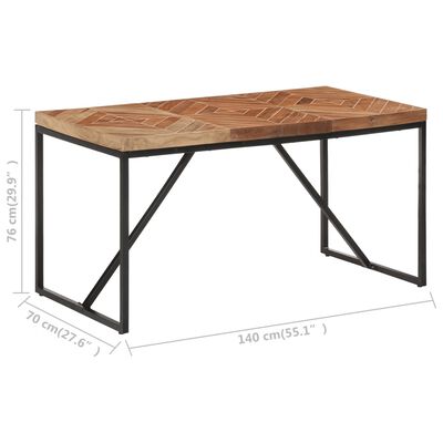 vidaXL Dining Table 55.1"x27.6"x29.9" Solid Acacia and Mango Wood