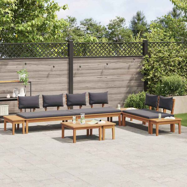 vidaXL Garden Bench Set with Cushion with Storage 5 pcs Brown and Grey