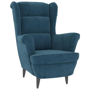 vidaXL Armchair Blue Velvet, Plywood Standard Armchair Rectangular
