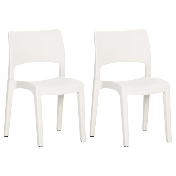 vidaXL Garden Chair Set of 2 White Polypropylene Standard Stackable