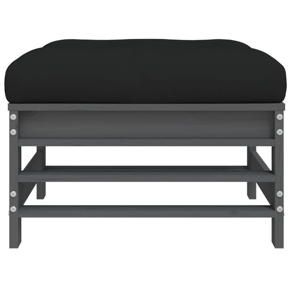 vidaXL Garden Footstool Grey, Black