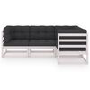 vidaXL Garden Lounge Set White, Charcoal Solid pinewood, 100% polyester