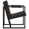 vidaXL Armchair Black Real leather and powder-coated steel Standard