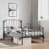 vidaXL Bed Frame Black Powder-Coated Steel Twin Bed Frame Rectangular