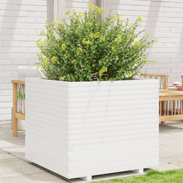 vidaXL Garden Planter White Solid Pine Wood 31.5 x 31.5 x 28.3 in