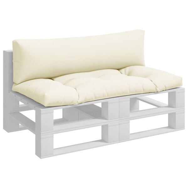 vidaXL Pallet Cushion Set of 2 Cream 100% Polyester 43.3 x 22.8 x 3.9 in