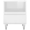 vidaXL Bedside Cabinet High gloss white Engineered wood, metal Small