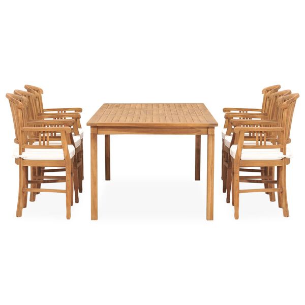 vidaXL 7 Piece Patio Dining Set with Cushions Solid Teak Wood