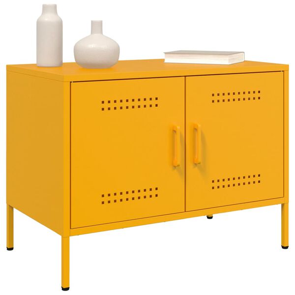 vidaXL TV Cabinet Set of 2 Mustard Yellow Steel 26.8x15.4x19.9 in