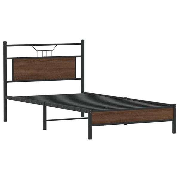 vidaXL Bed Frame Brown Oak Engineered wood and steel