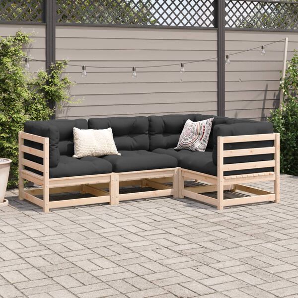 vidaXL Patio Sofa Set Anthracite cushions, Natural pinewood