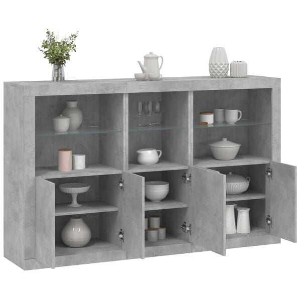 vidaXL Sideboard Concrete Grey Engineered Wood, Glass Large Sideboard