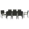 vidaXL Garden Dining Set with Cushion 9 pcs Black Poly Rattan
