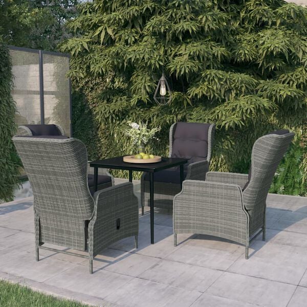 vidaXL Garden Dining Set Light Grey, Black