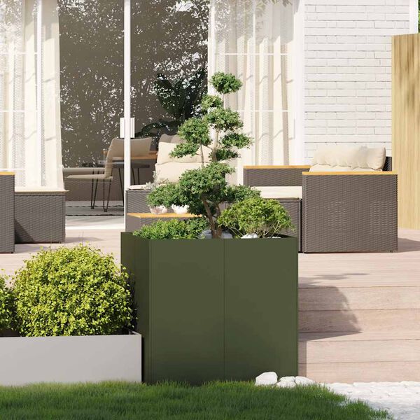 vidaXL Planter Olive Green Cold-rolled steel Large Modern Planter
