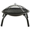 vidaXL 2-in-1 Fire Pit and BBQ with Poker 22"x22"x19.3" Steel