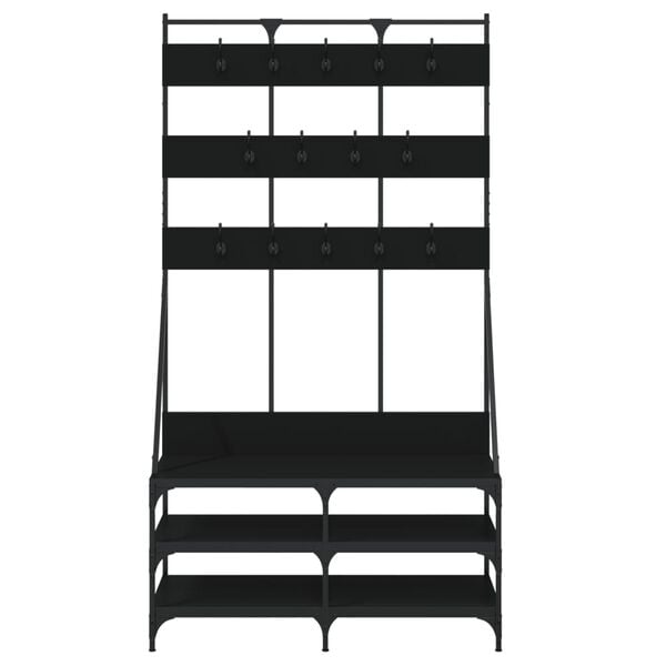 vidaXL Clothes Rack Black Engineered Wood Compact Clothes Rack