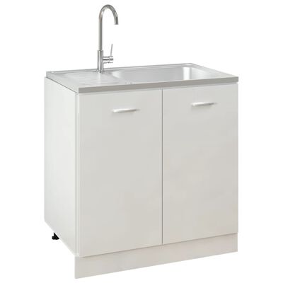 vidaXL Kitchen Sink with Drainer Set Silver 31.5"x19.7"x6.1" Stainless Steel