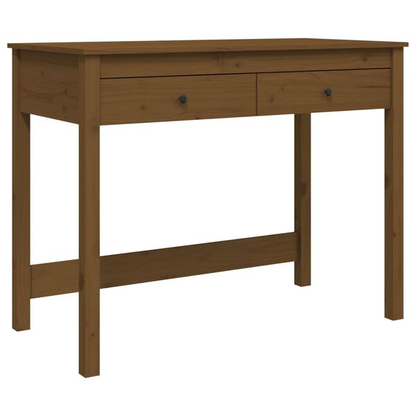 vidaXL Desk Honey brown Solid pine wood Medium Desk Rectangular