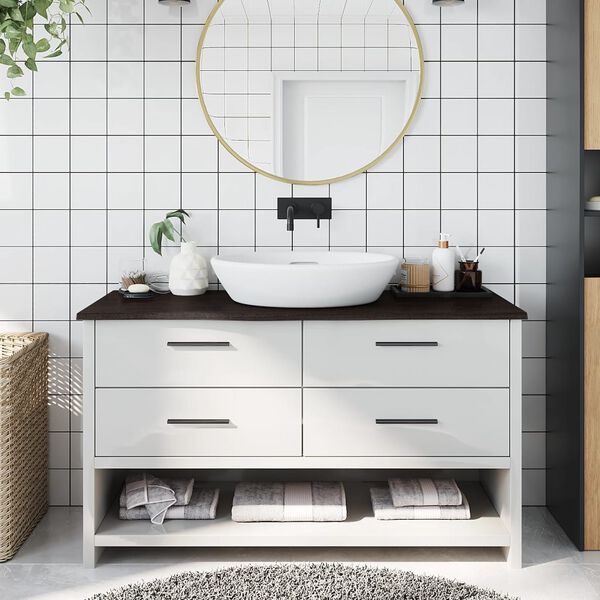 vidaXL Bathroom Countertop Dark Brown 39.4x15.7x0.8" Treated Solid Wood