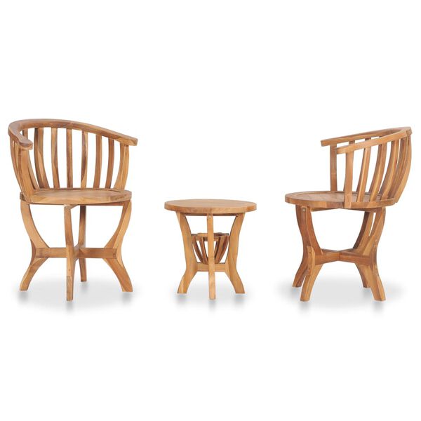 vidaXL Bistro Set Natural Teak Fine sanded solid teak wood 3-piece set