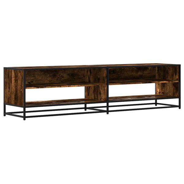vidaXL TV Cabinet Smoked Oak Engineered Wood, Metal Large TV Cabinet