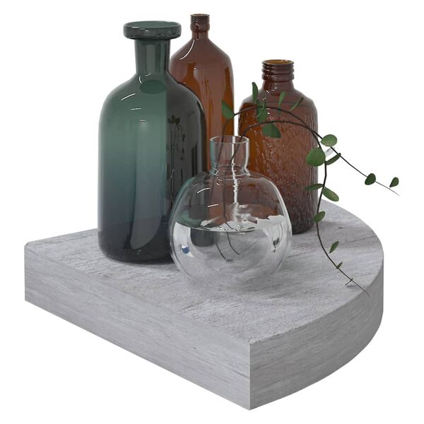 vidaXL Wall Corner Shelf Set of 4 Concrete Grey Honeycomb MDF, Metal