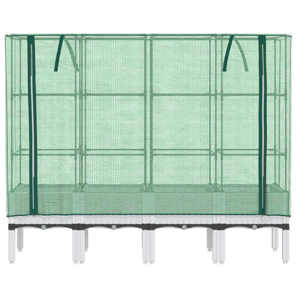 vidaXL Raised Bed White, Green Polypropylene, Polyethylene, Iron