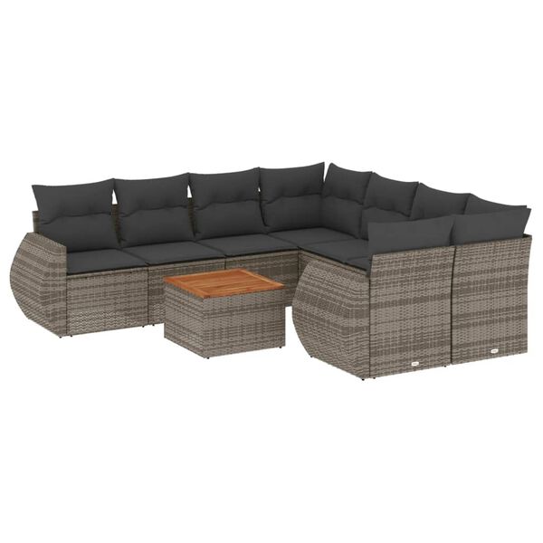 vidaXL Garden Sofa Set Grey Poly Rattan Large Modular Garden Sofa Set