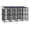 vidaXL Dog Kennel Black Powder-coated steel Large Durable Dog Kennel