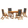 vidaXL Garden Dining Set Cream, Brown Solid Acacia wood, Textilene