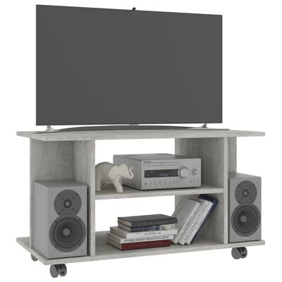 vidaXL TV Stand with Castors Concrete Gray 31.5"x15.7"x17.7" Engineered Wood