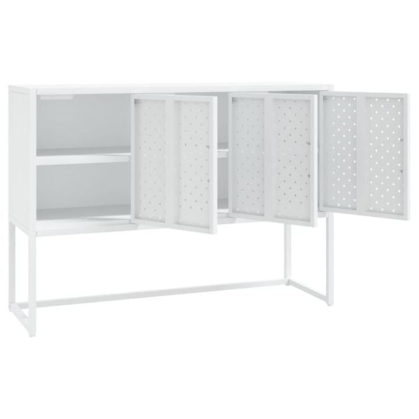 vidaXL Sideboard White Steel Medium Levelers Sideboard Rectangular