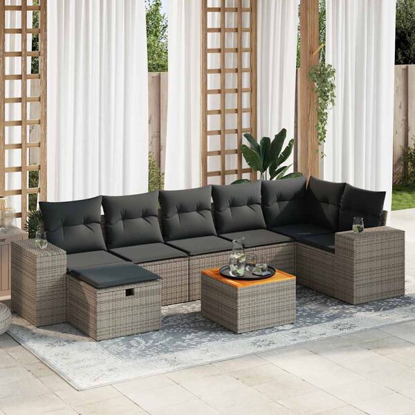 vidaXL Garden Sofa Set Grey PE rattan Large Modular Garden Sofa Set