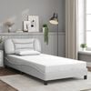 vidaXL Bed Frame White Faux leather, metal, solid pine wood, plywood Twin