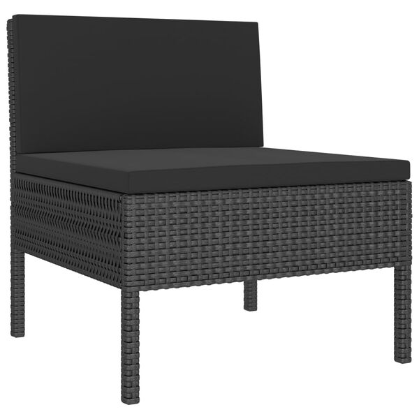 vidaXL Garden Furniture Set Black PE rattan, powder-coated steel, polyester