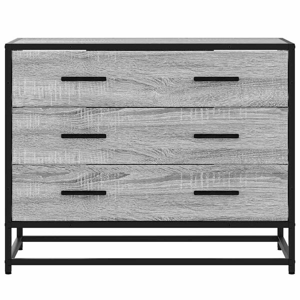 vidaXL Drawer Cabinet Grey Sonoma Engineered Wood, Metal Medium