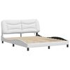 vidaXL Bed Frame White Faux Leather Full Bed Frame Rectangular