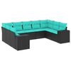 vidaXL Patio Sofa Set Black PE rattan Large UV-resistant materials