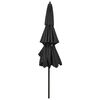 vidaXL Parasol Gray Polyester 9.8 ft diameter Collapsible Parasol