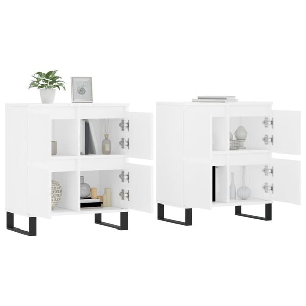 vidaXL Sideboard Set of 2 White Engineered wood Medium Sideboard