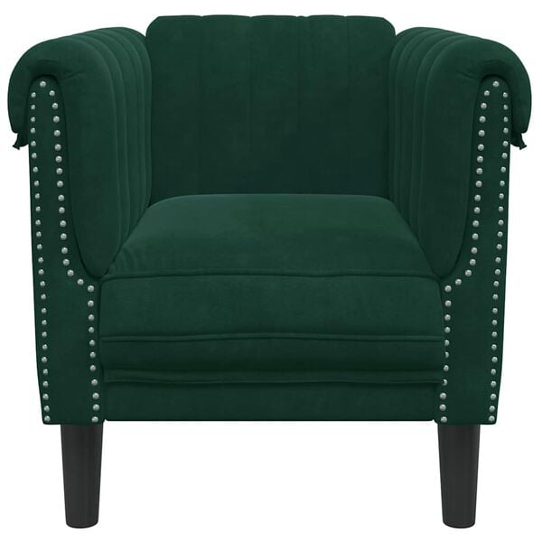 vidaXL Sofa Chair Dark Green Velvet (100% polyester), plywood, solid wood