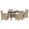 vidaXL Garden Dining Set 5 pcs Beige Poly Rattan