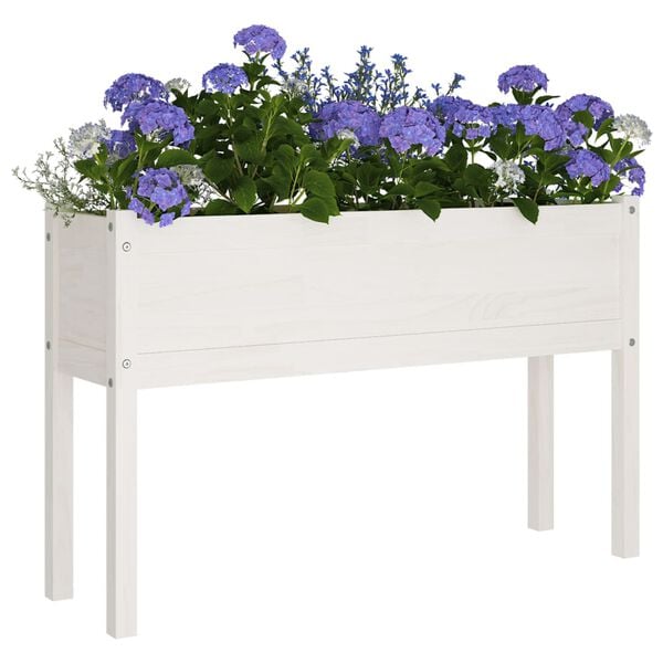 vidaXL Planter White Solid pinewood Large Durable Planter